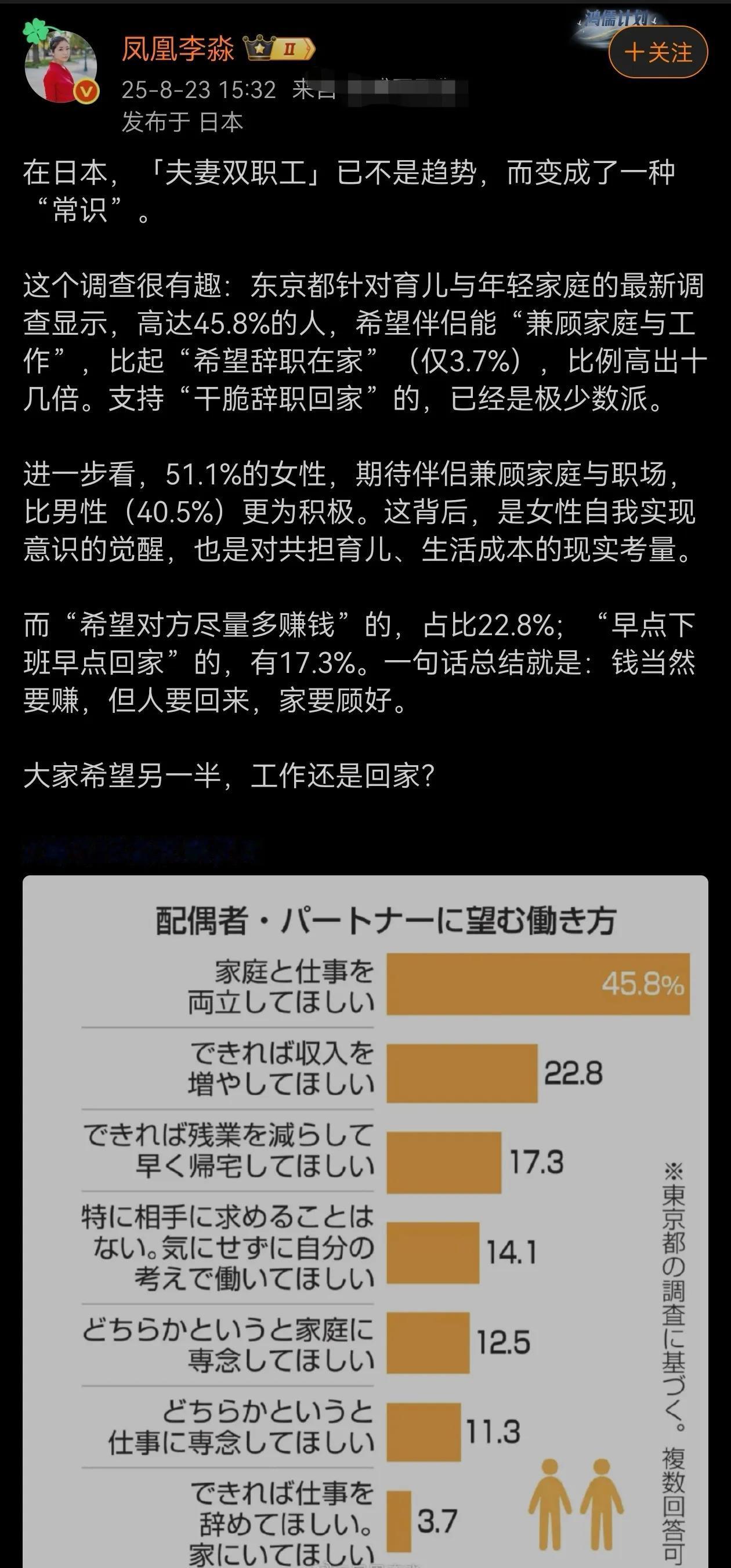有网友说，日本女人多数心理上是把男人当粗大垃圾，根本不希望老公在家，现实中女性付