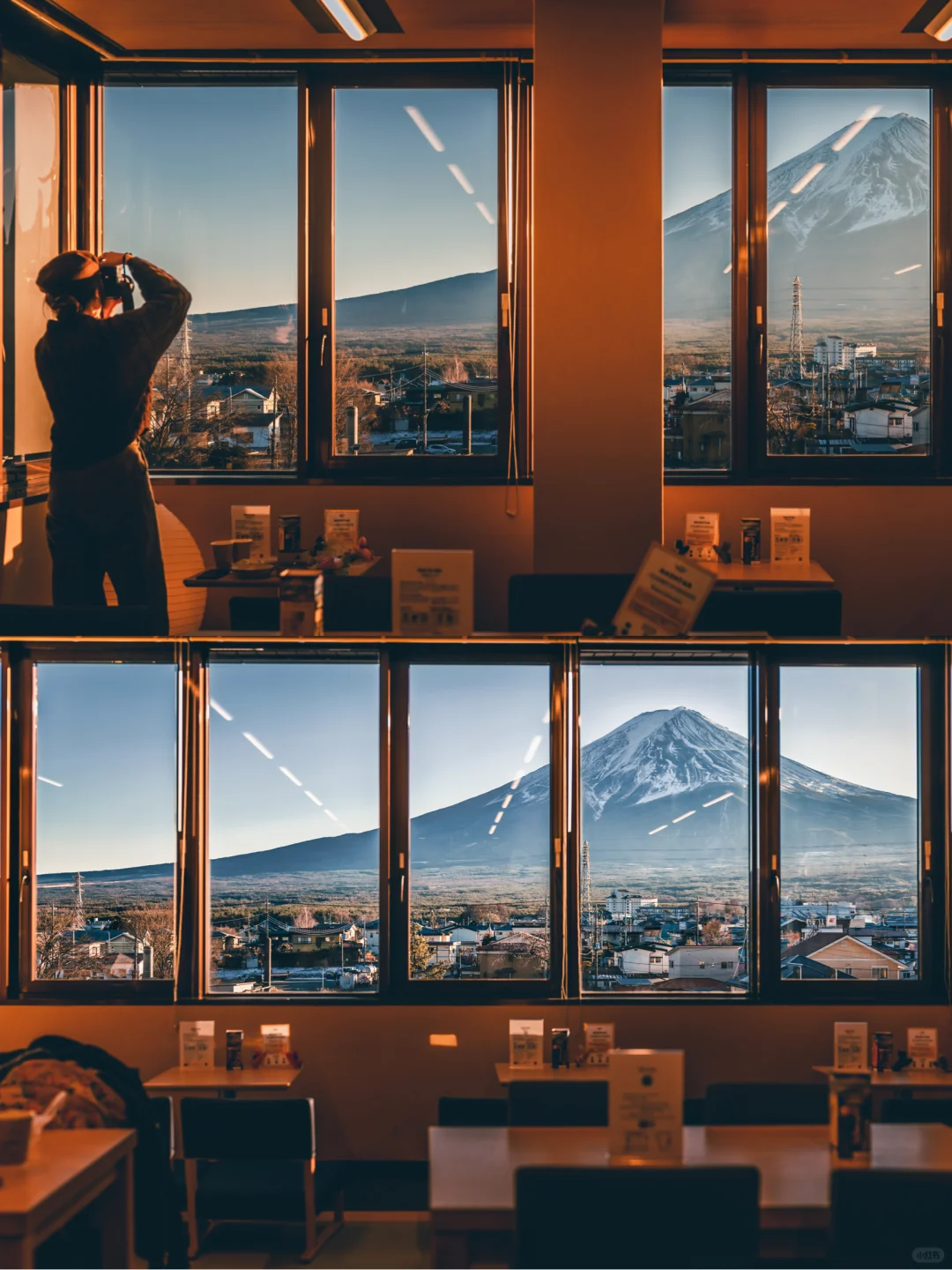 没骗我，一字排开的窗景正对富士山🗻！