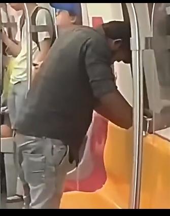 印度人在新加坡地铁上，公然对着座椅上拉尿。
阿三好像无所谓，理所当然似的。