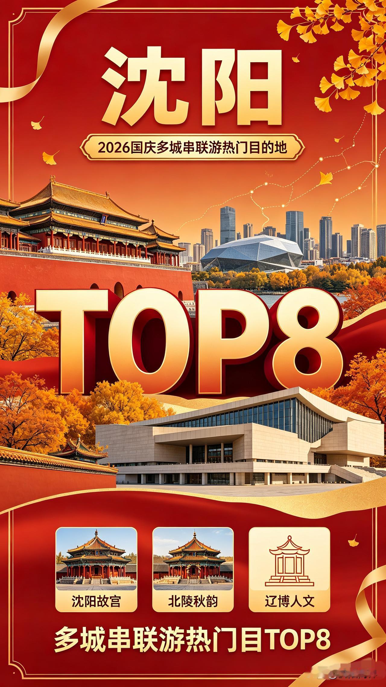 沈阳跻身2026国庆节「多城串联游」出行热门目的地TOP8
长假长线游盛行，越来