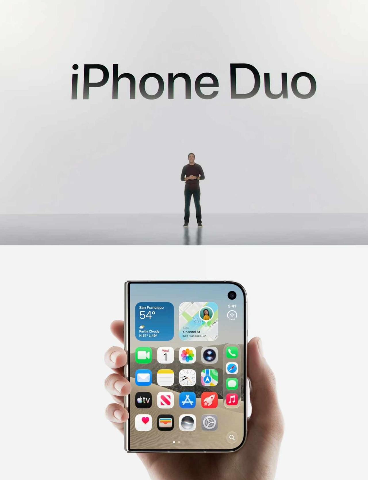 折叠D形屏+屏下摄像头！iPhone Duo有点东西
🍎苹果正式发布首款折叠屏
