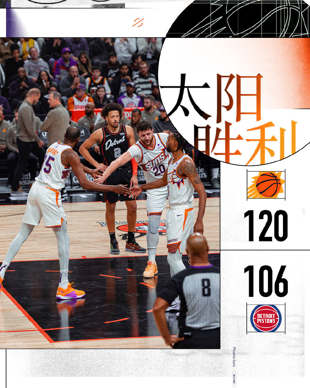 #太阳vs活塞##杜兰特41分##NBA你我皆主角# 全场比分：太阳120-10