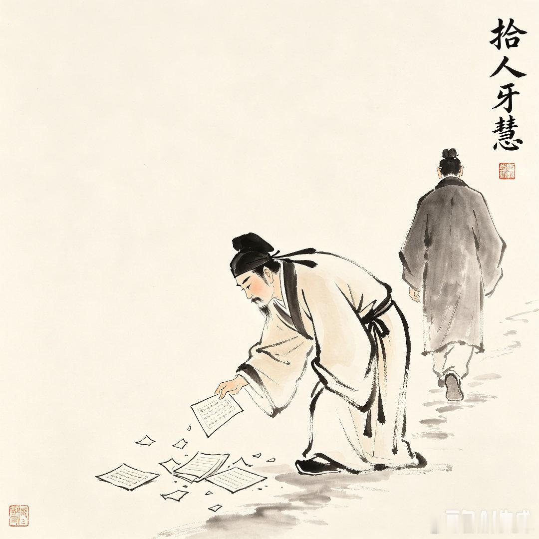拾人牙慧，意思是拾取别人的一言半语当作自己的话，多用来形容写作或说话没有自己的见