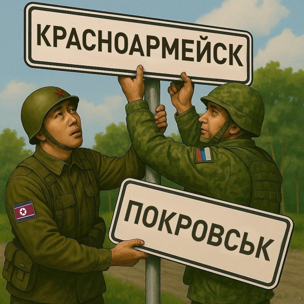 好图，波克罗夫斯克路牌换成红军村来源：Военная хроника俄乌局势新进