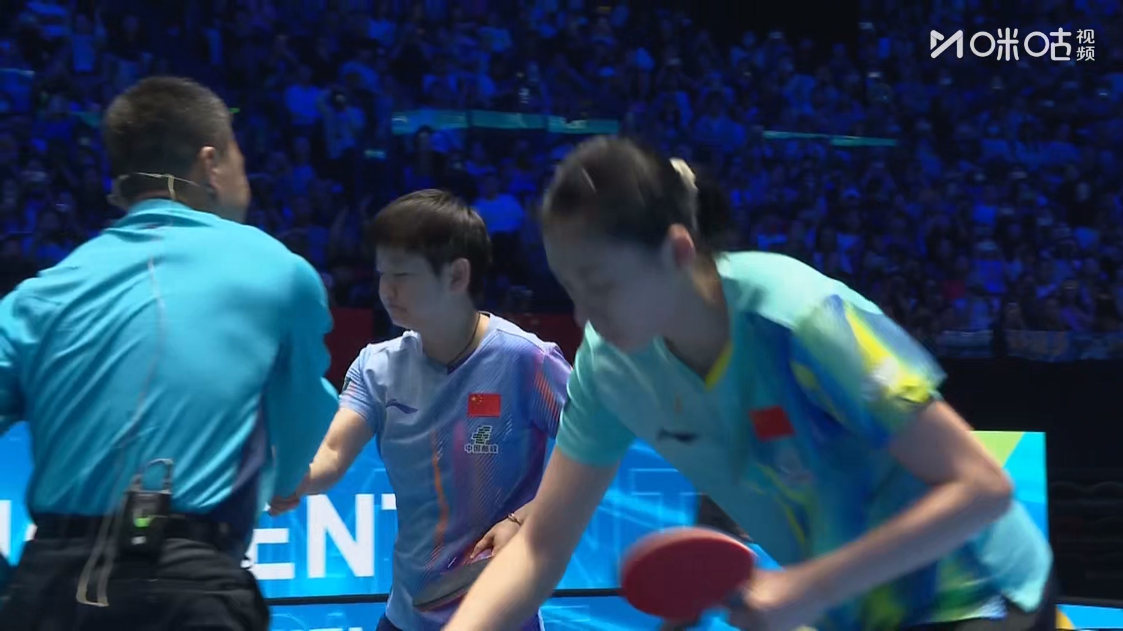 孙颖莎4比1陈熠(11-4，11-9，6-11，11-4，11-6)晋级海口亚洲