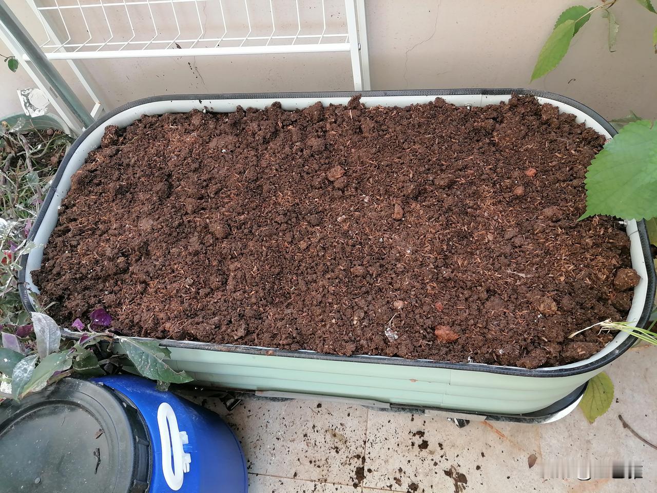 菜池底托昨天寄来了，今早，我开始拆包，组装，然后把之前在景田捡来的树枝铺底，然后