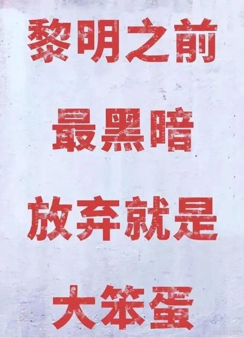 黎明之前最黑暗，放弃就是大笨蛋。