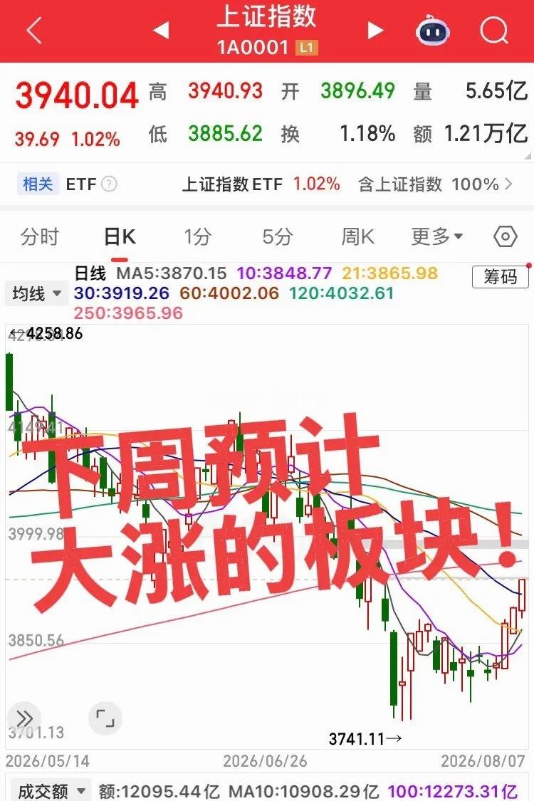 下周预计大涨的板块！第一个板块，存储芯片半导体，本轮大科技反弹已经15%到20%