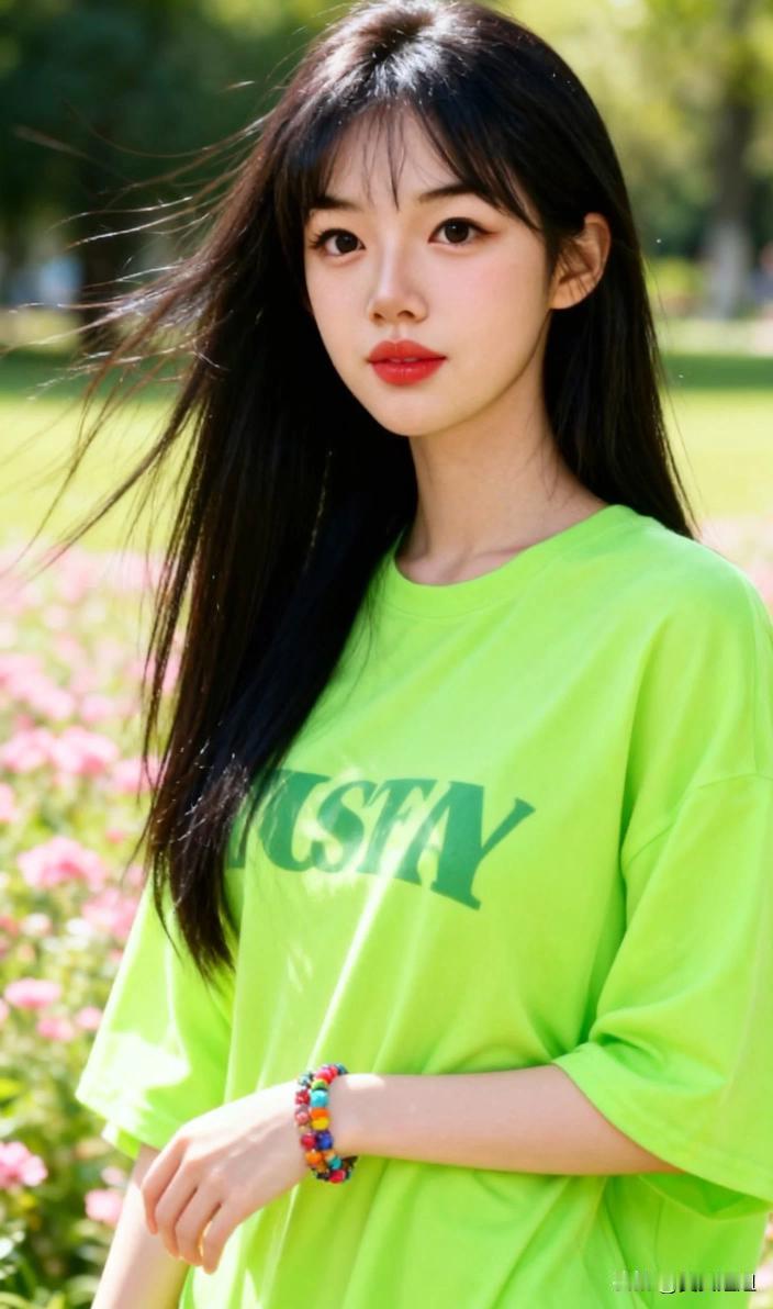 青春洋溢的绿T恤少女，活力满满的一天！🌞💚什么样的穿搭可以成为气质女神?
