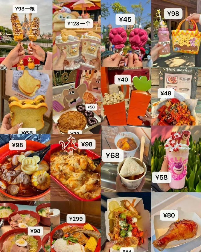 刚刚又看到了很多网友，在吐槽迪士尼 物价 火腿肠包70元、188的棉花糖、45的