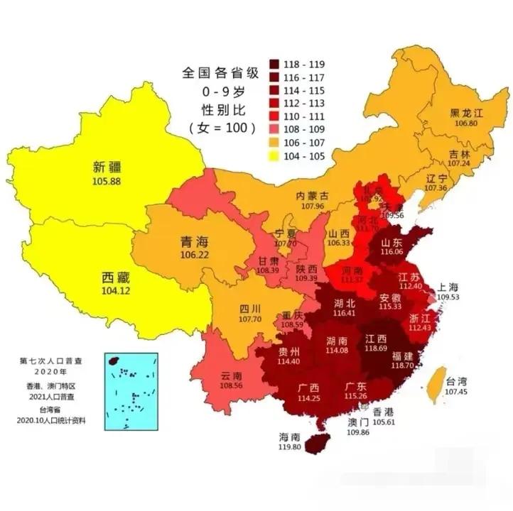 全国男女性别比，都是男多女少，特别是福建，怎么会这么高？