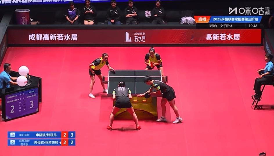 2025乒超联赛 成都高新若水居1-0黄石华新张本美和/向俊霖3比2韩菲儿/申裕