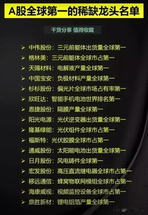 A股全球排名第一的稀缺公司名单+国内排名第一的龙头企业名单大全！
鹏鼎控股：全球