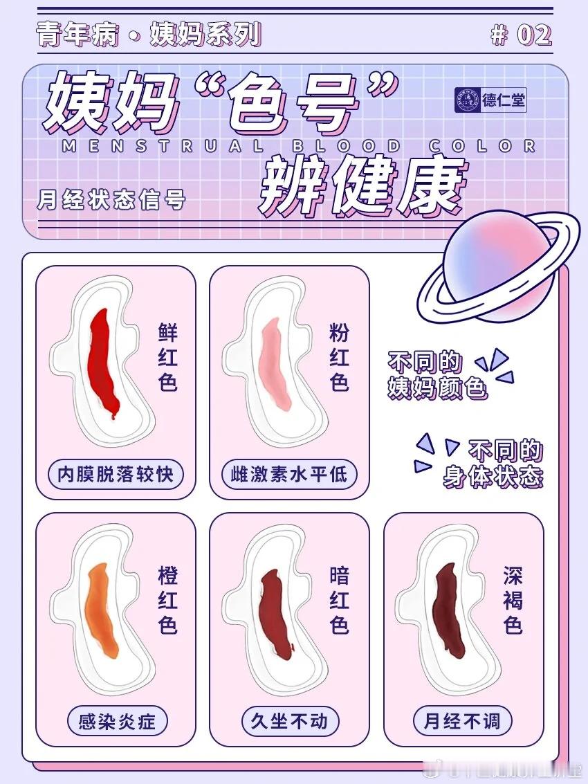 姨妈是女性生理上的循环周期。姨妈颜色一旦出现了“变脸”情况，多半是月经不调，但也