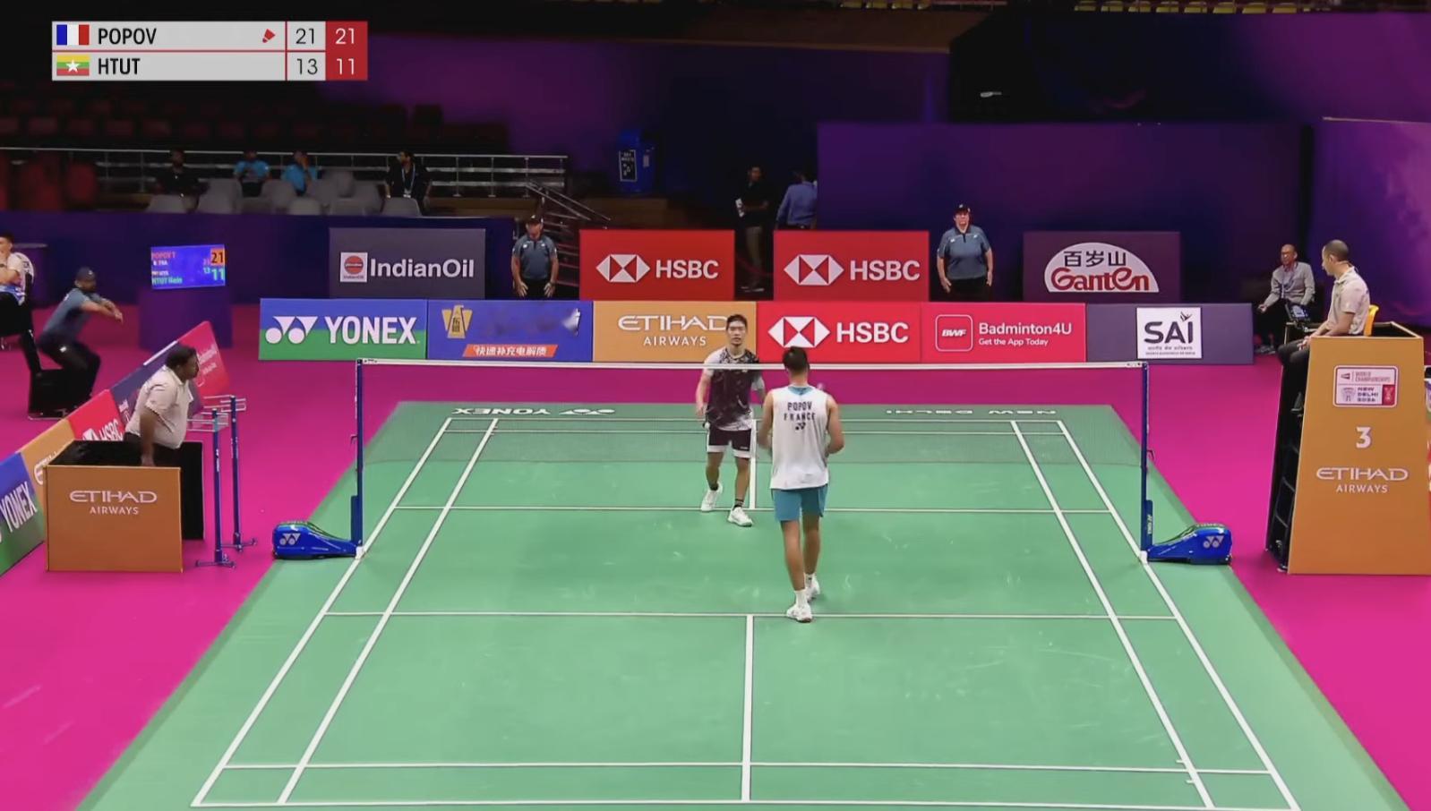 大波波夫🇫🇷 21-13、21-11 🇲🇲海因·哈图下轮：安东森🇩🇰