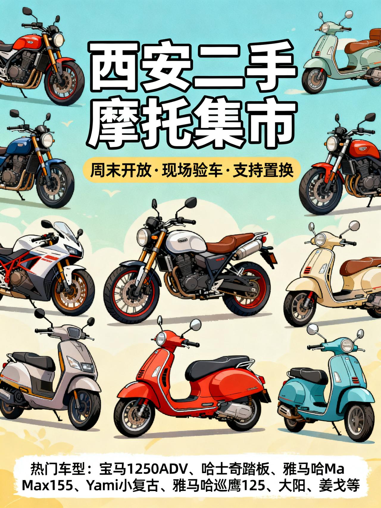 西安摩托车城，周末二手车交易，宝马1250ADV才25万多
玩摩托的别再当新车冤