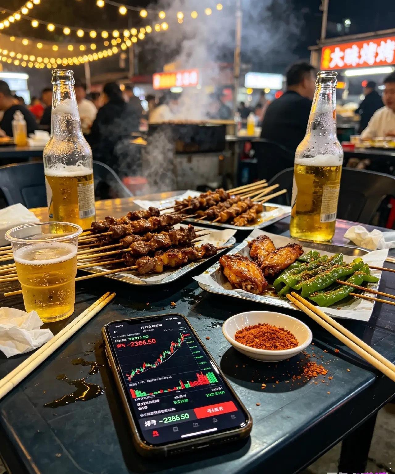 刚刚在深圳湾口岸的夜市撸串，碰着个邻桌的老哥，炒股整整亏了十年，把当年准备开水果