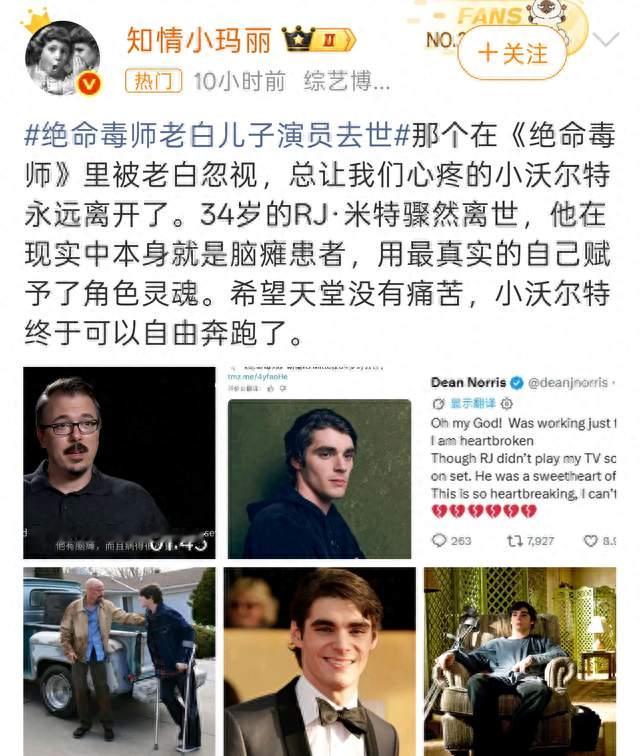 他演活了小沃尔特，却没等到求婚一周年，RJ·米特离世引全网惋惜