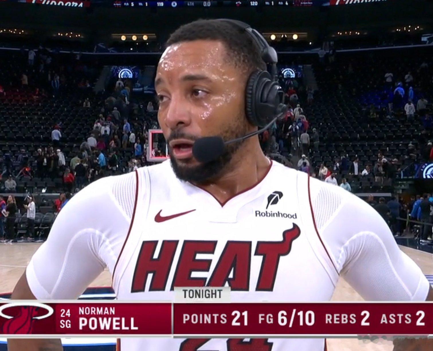 本赛季鲍威尔出战时，热火的战绩为 3 胜 1 负。唯一输掉的比赛是赛季揭幕战对阵