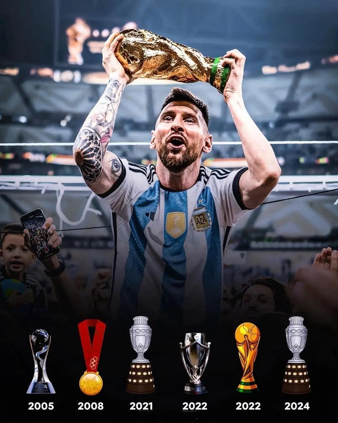 罗马诺：🚨 如果梅西赢得2026年世界杯，他将成为足球史上获得国际赛事冠军头衔
