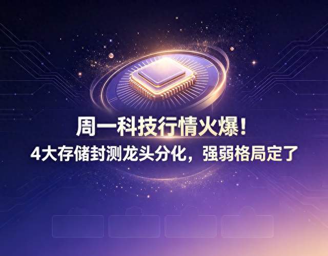 周一科技行情爆火！4大存储封测龙头分化，强弱格局定了
