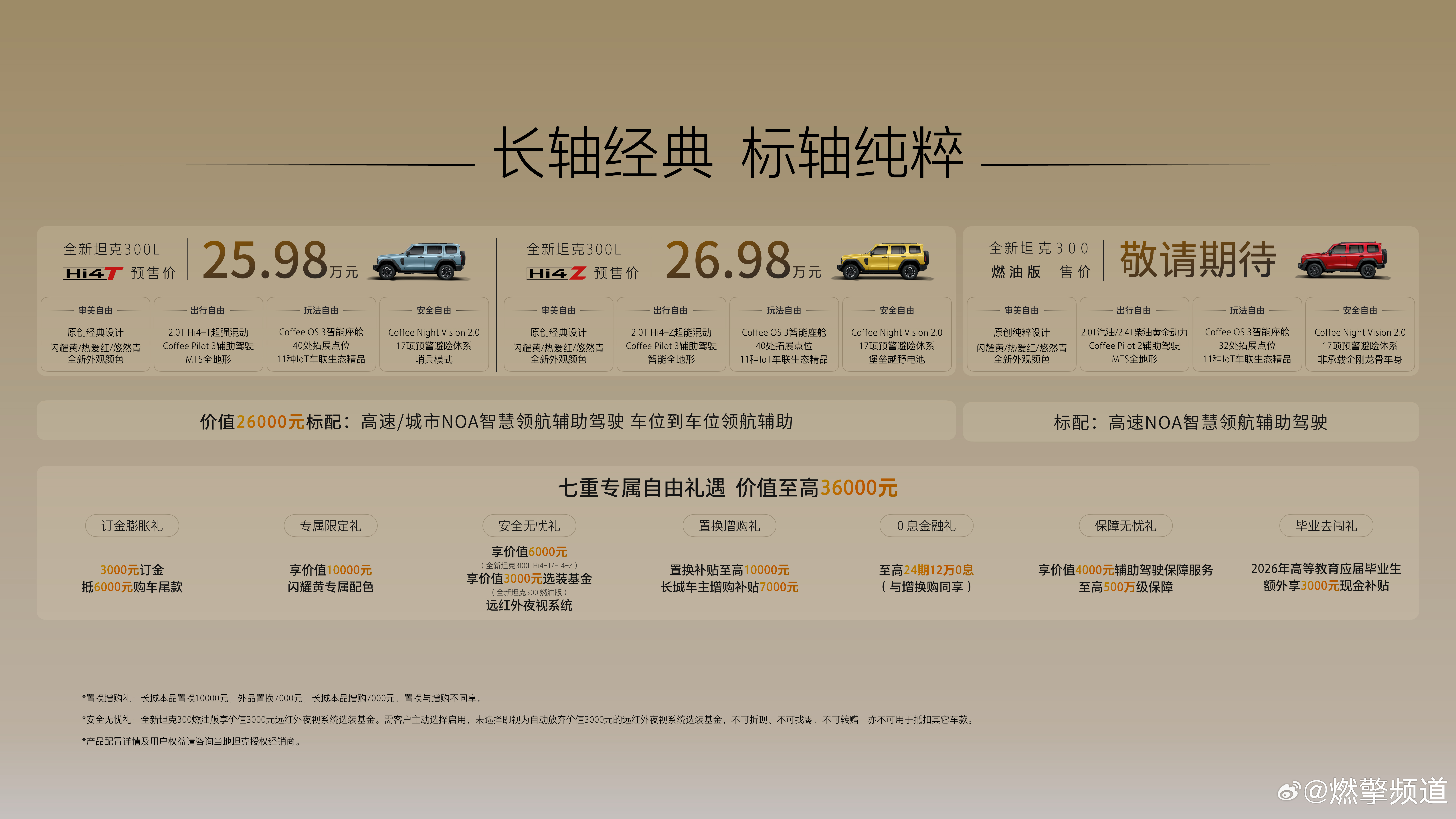 既然是给年轻人的启程礼价格和诚意自然不能含糊七重专属礼遇，一步到位给足诚意全新坦