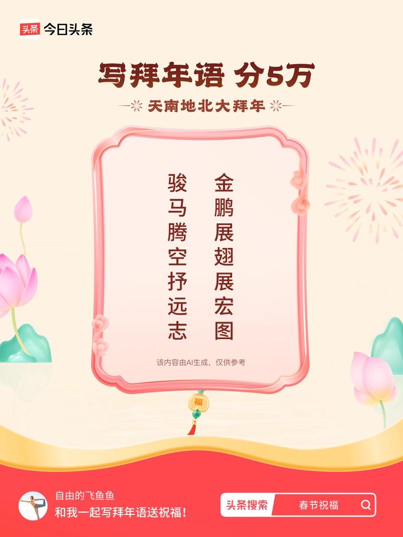 写拜年语送祝福新春拜年送祝福！我的祝福是：“骏马腾空抒远志，金鹏展翅展宏图”！快