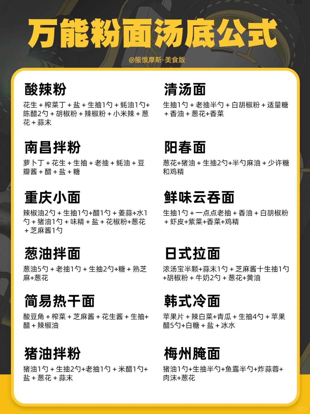 🔥万能粉面汤底公式，从此嗦粉不求人