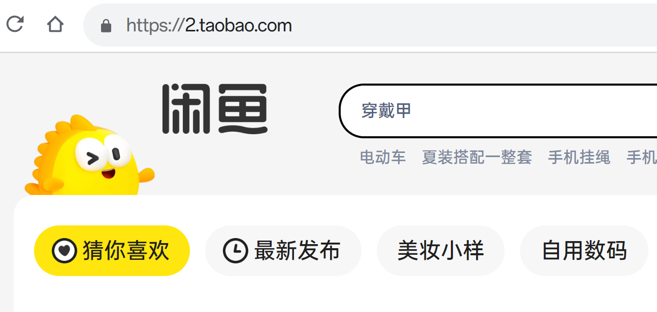 啊 闲鱼的web版又开放了……不过还是只能浏览商品，购买的操作还是得在手机端 ​