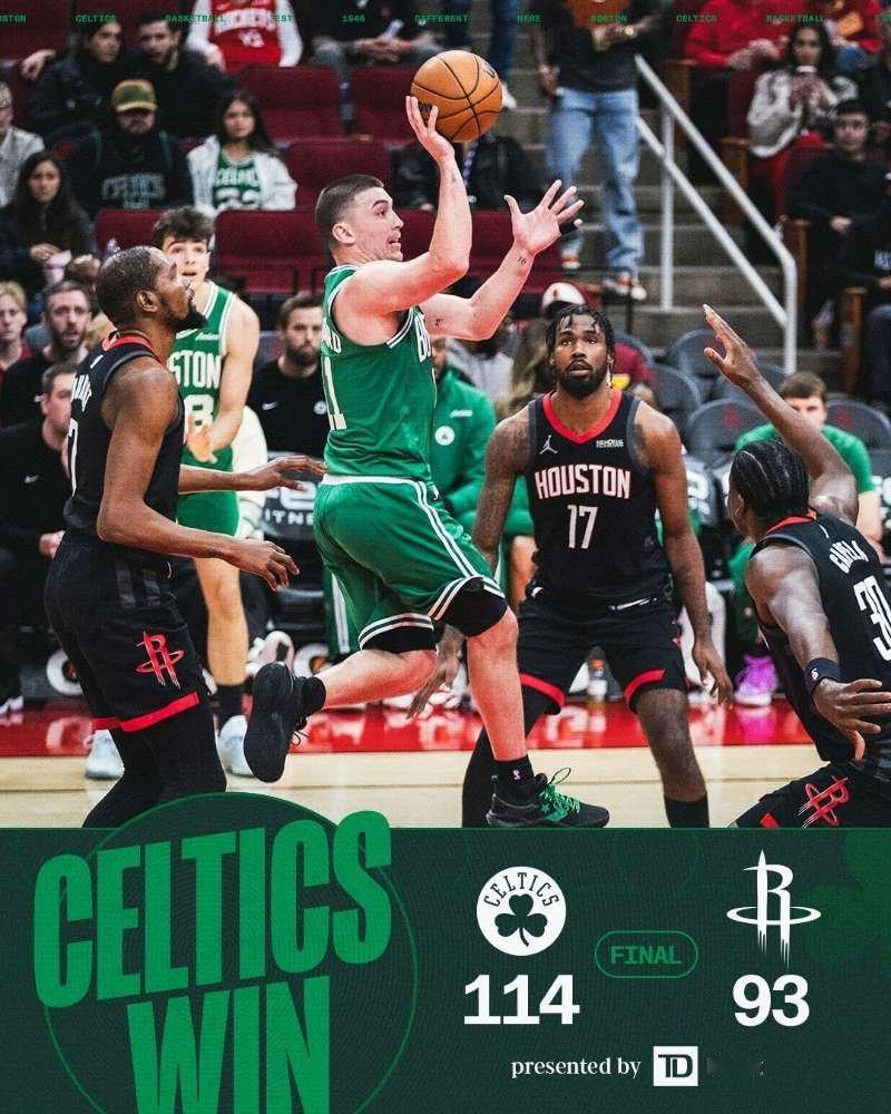 114：93轻松战胜火箭，德州客场背靠背全身而退！波士顿凯尔特人凯尔特人热爱日记