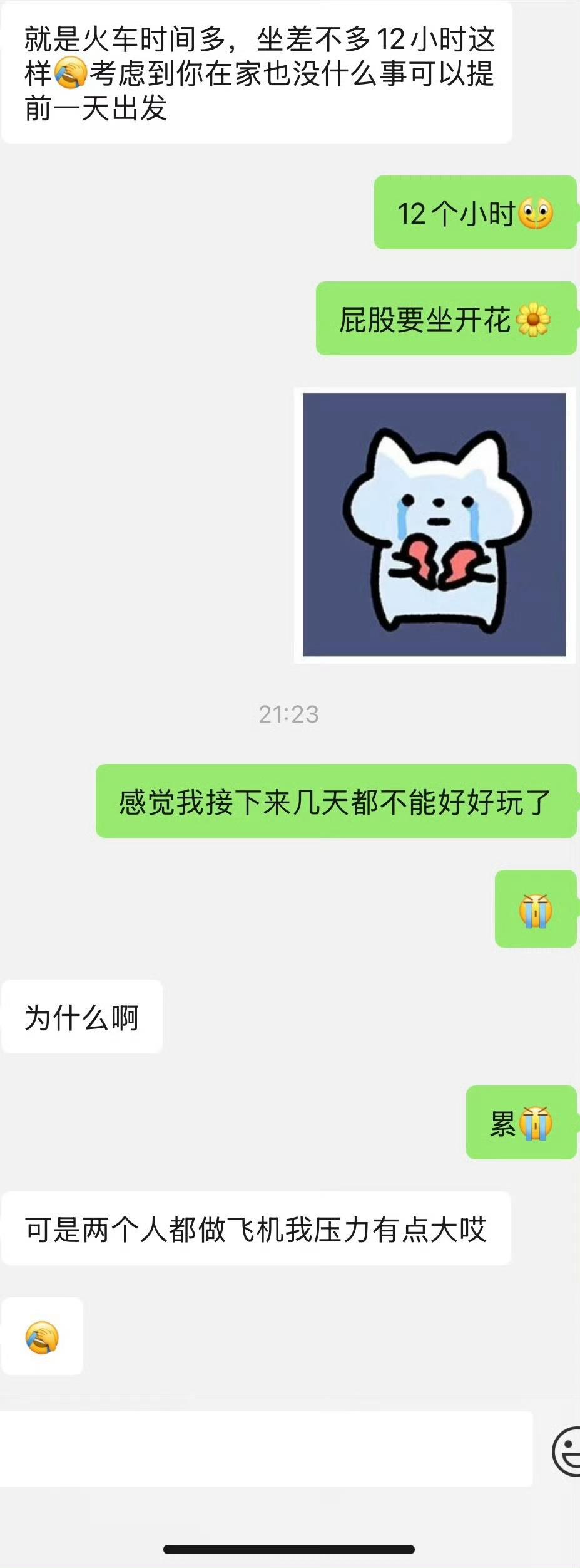 男朋友请我去旅游，他自己买了机票，给我买了12个小时的火车票，我不想去他却生气了