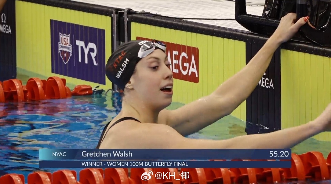 美国游泳系列赛维斯蒙特站 女100蝶决赛小沃 55.20正式把历史前十成绩全部写