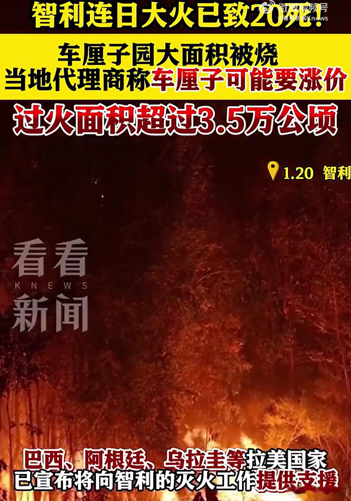 智利车厘子园大面积被烧恐涨价不对啊，这几天都是车厘子降价，大家都在说吃车厘子自由