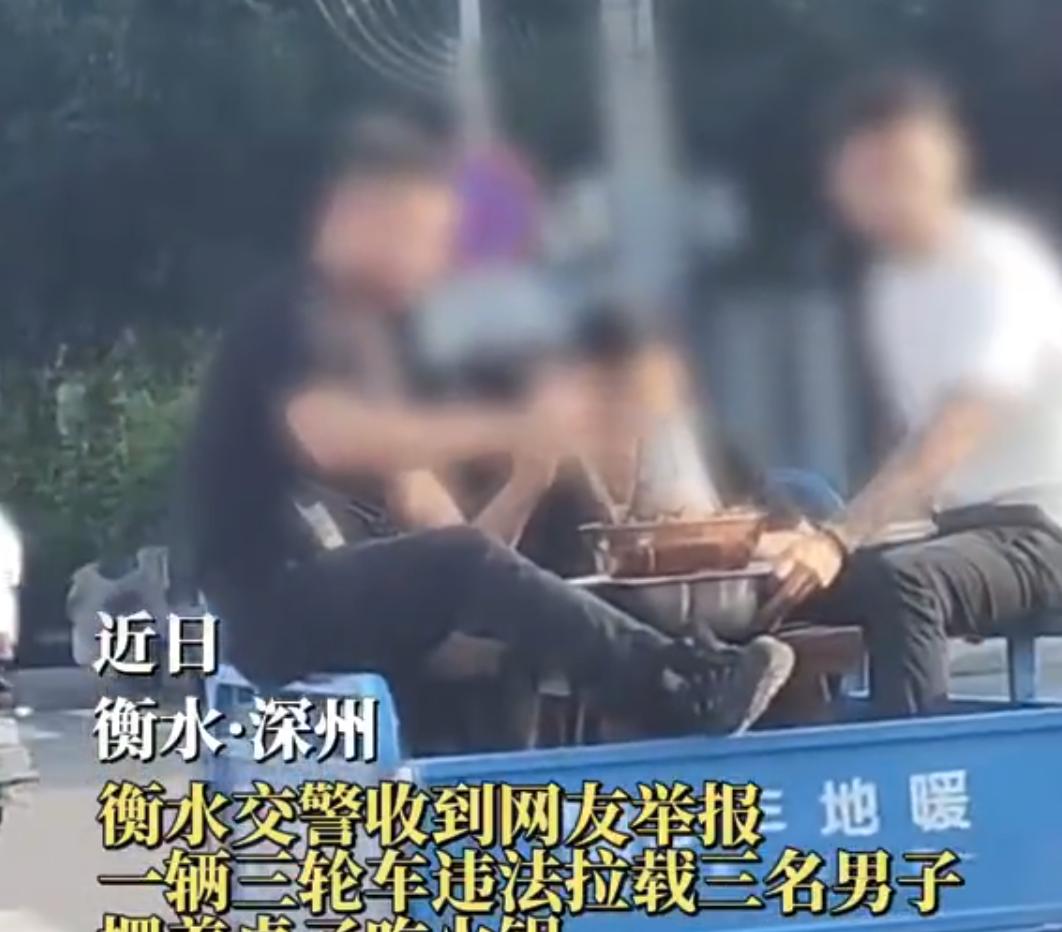 “太离谱了！”河北深州，一辆电动三轮车正常行驶在城区道路，但在小小的货厢里，却支