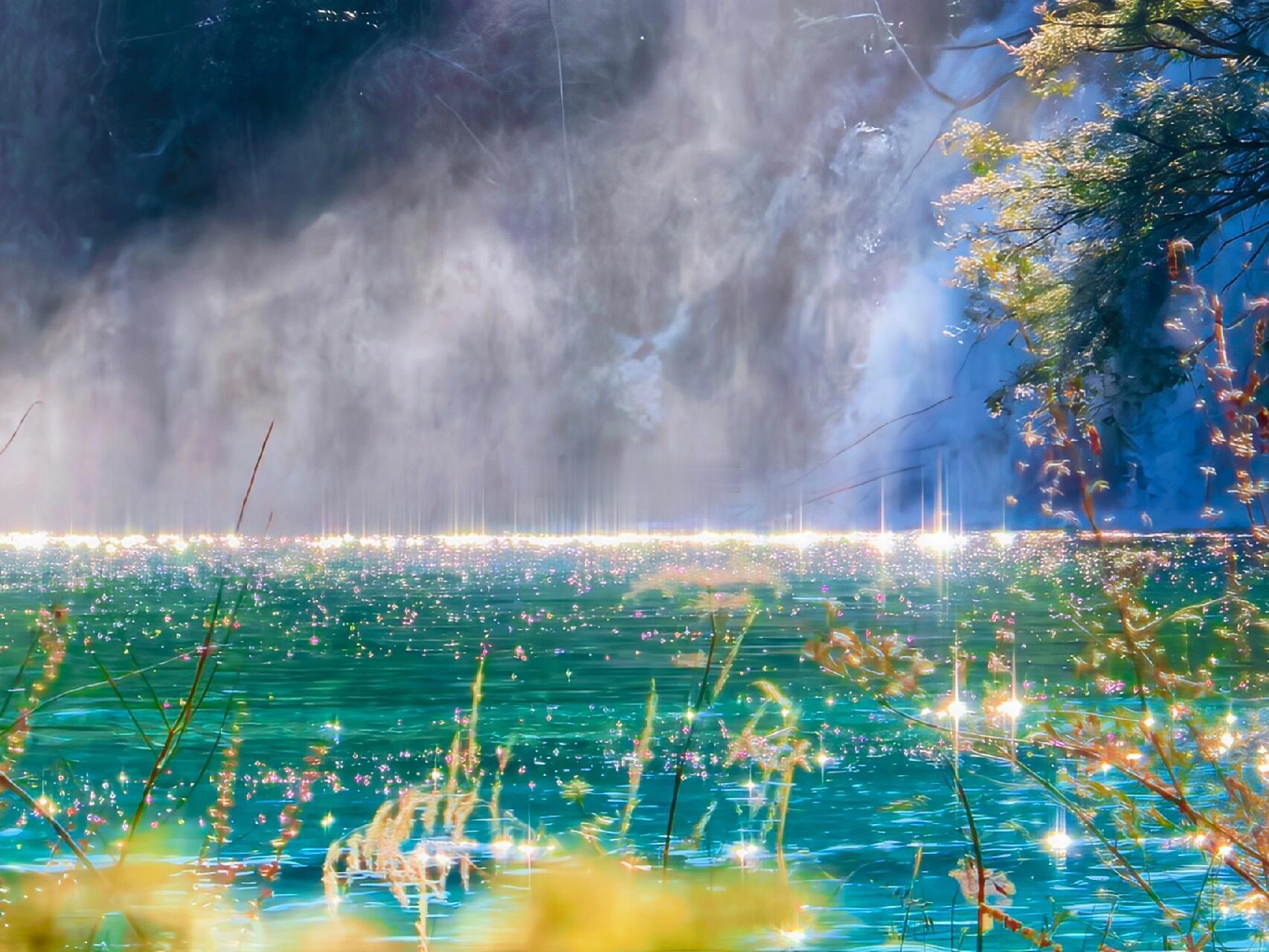 在冬日九寨沟看到了星河撒满星星的冬日九寨沟，太美了！🥰 