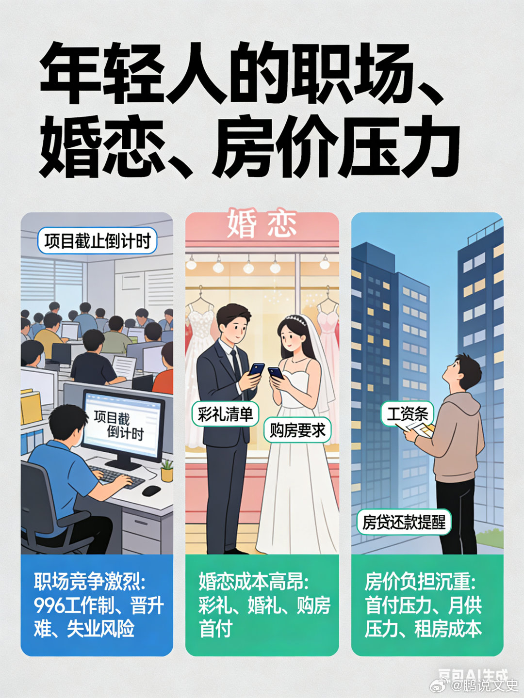 年轻人的三座大山房价职场婚恋职场不仅压榨了婚恋的时间，而且就算没日没夜干想在所在