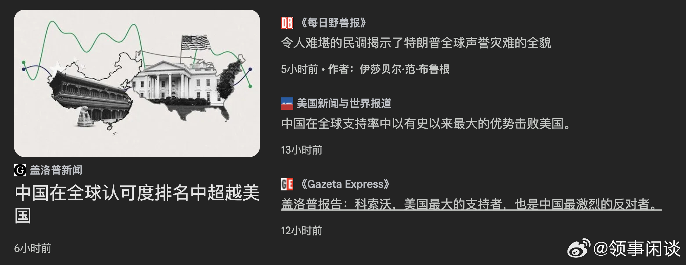 【中国在2025年全球认可度排名中超越美国】（USNEWS）盖洛普最新发布的全球