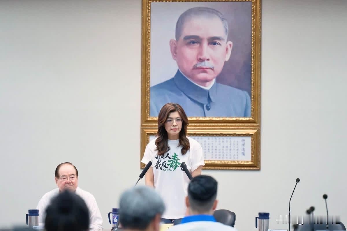 国民党主席郑丽文今（22日）在脸书发文表示，今天中常会，丽文穿上“我是人，我反毒