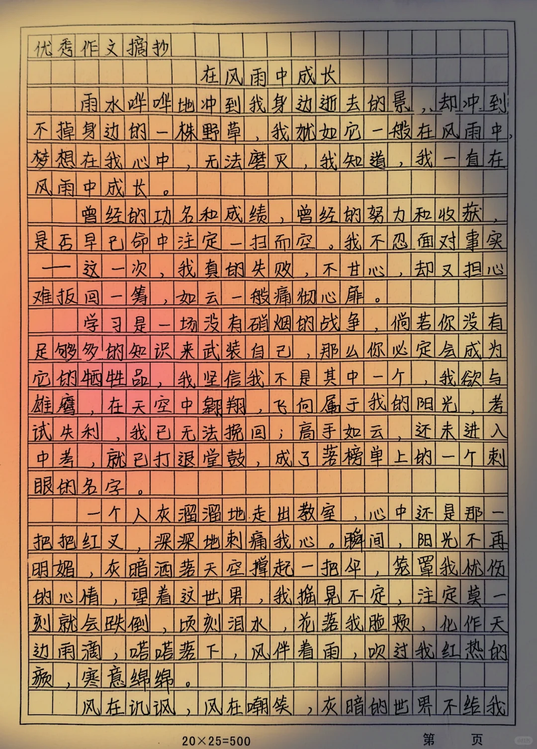 中考满分作文 优秀作文 作文摘抄 满分作文