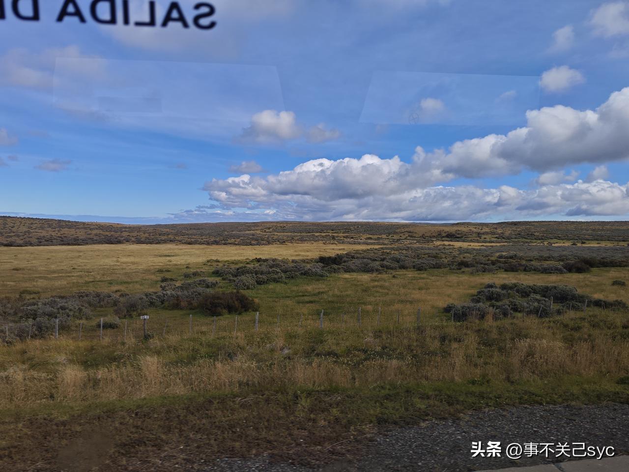 从智利南部的蓬塔继续往南，一路走来，一百多公里未见一棵树木，公路两侧都是一些说不