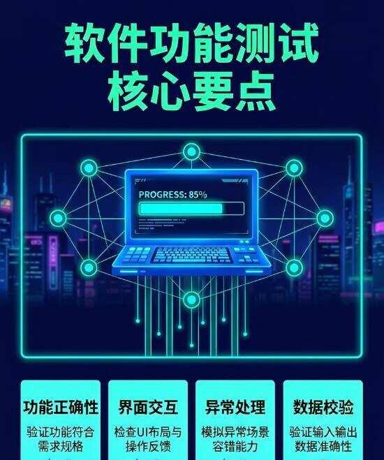 软件功能测试是干嘛的
①含义：
软件功能测试，就是验证一件事：你承诺的功能，到底