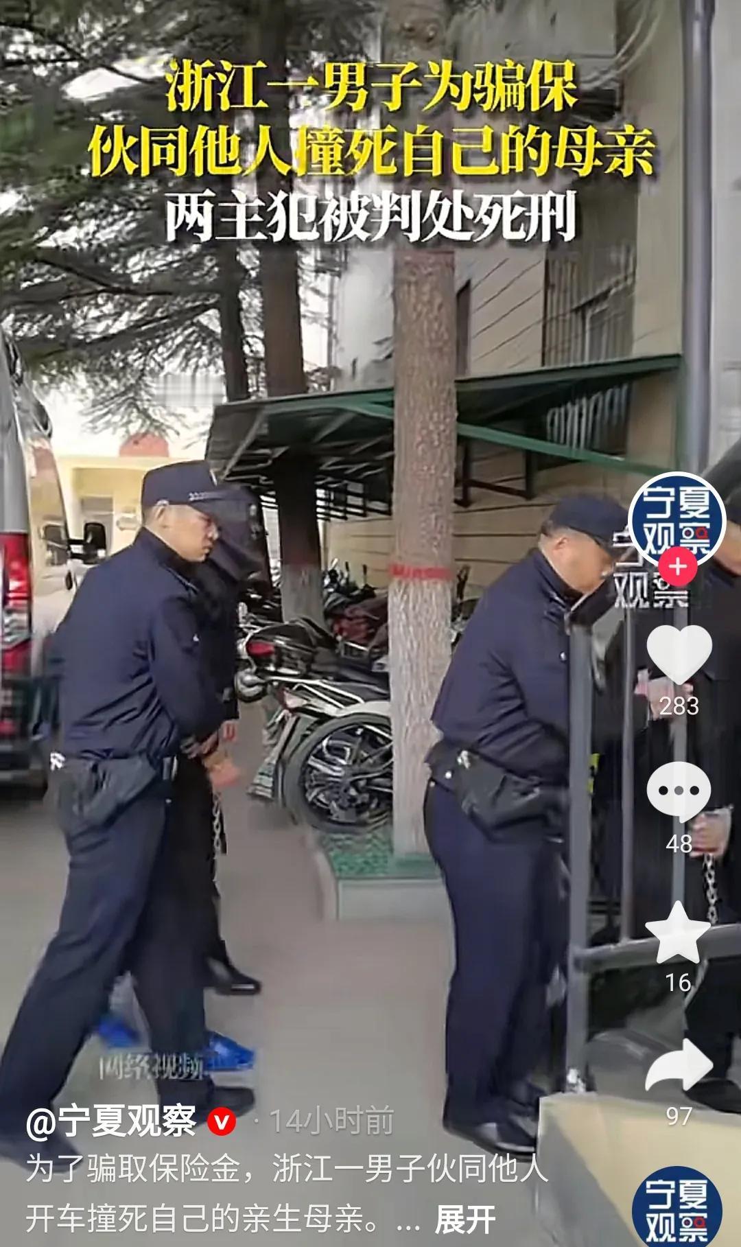 浙江台州，弑母骗保案中，最讽刺的，不是23岁儿子联合外人撞死母亲，也不是父亲知道