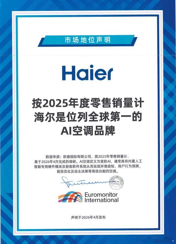 海尔空调海外销量中企第一 今年欧洲高温最出风头的是美的，没想到海尔才是在后面偷偷