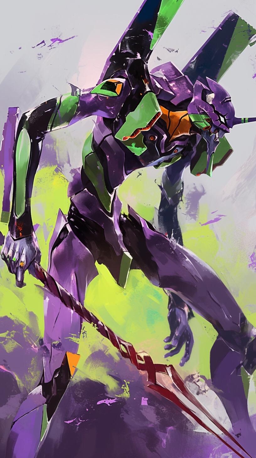 印象派风格的初号机。#机甲 #初号机 #EVA #绘画 #人人都是ai艺术家