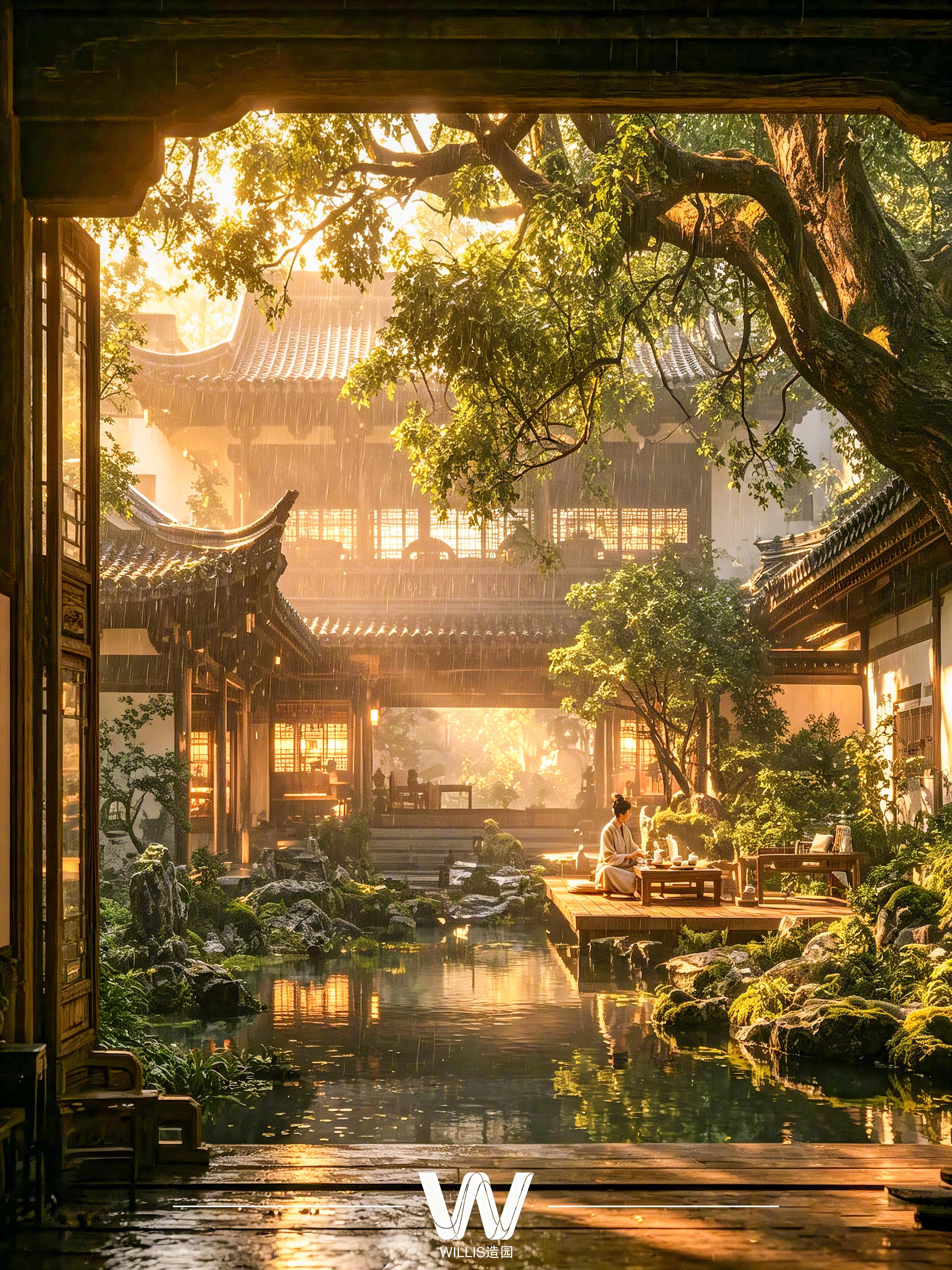 梦幻臻境，雨落下来，院子才真正活了。 ​​​
