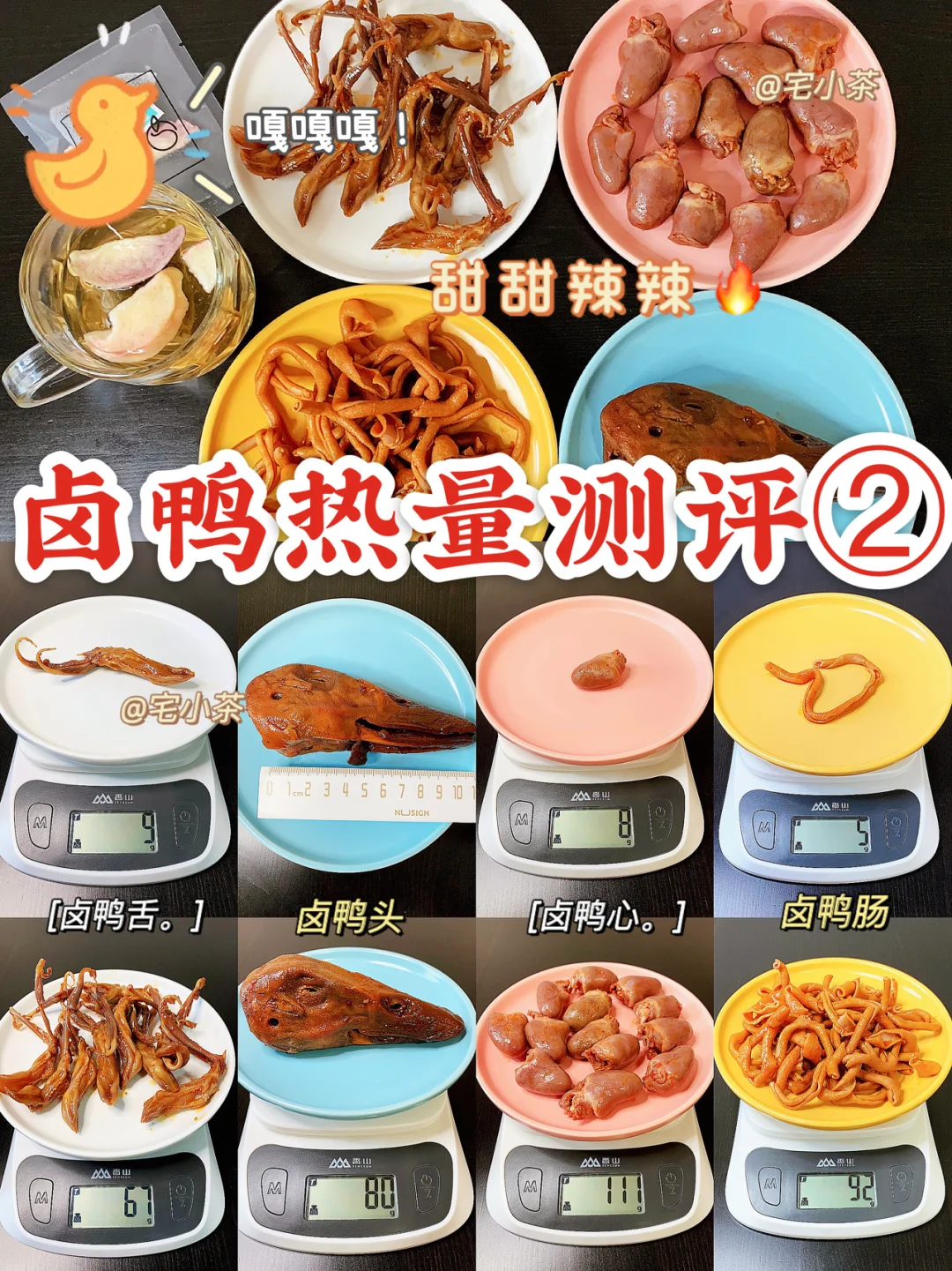 卤鸭热量测评2️⃣｜鸭心、鸭舌、鸭肠、鸭头……