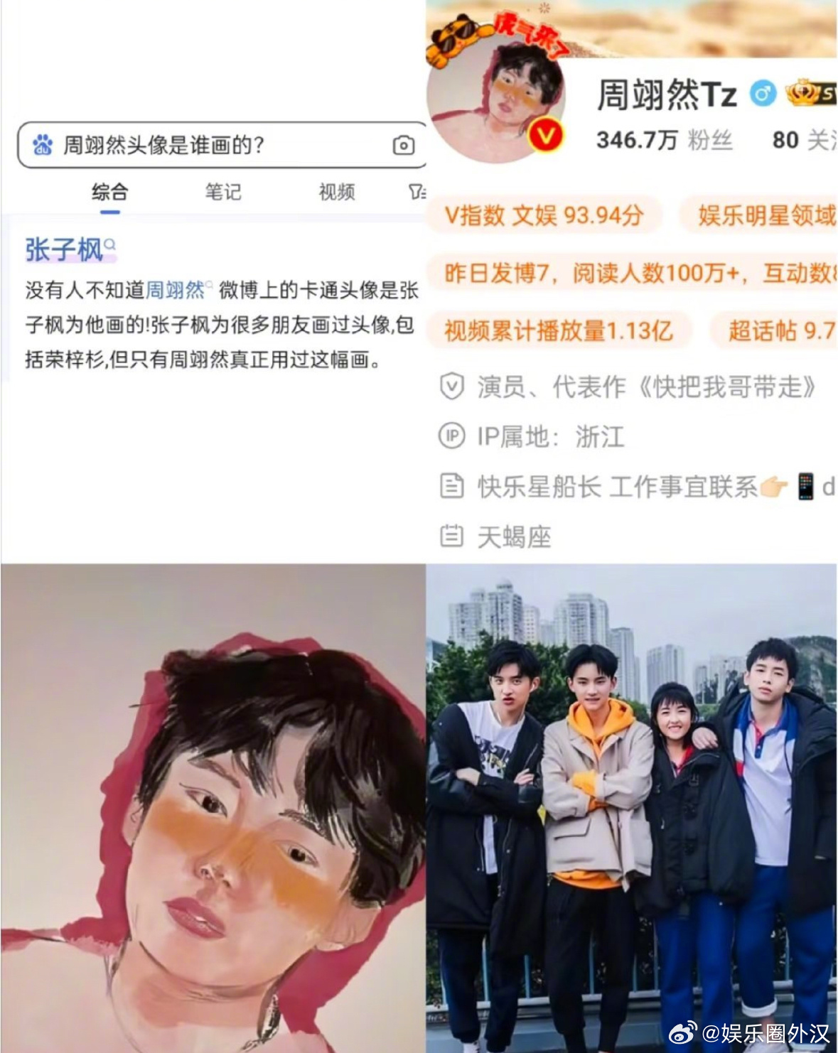 周翊然用张子枫的画当了8年头像还有人不知道周翊然的头像是张子枫画的吗从2018年