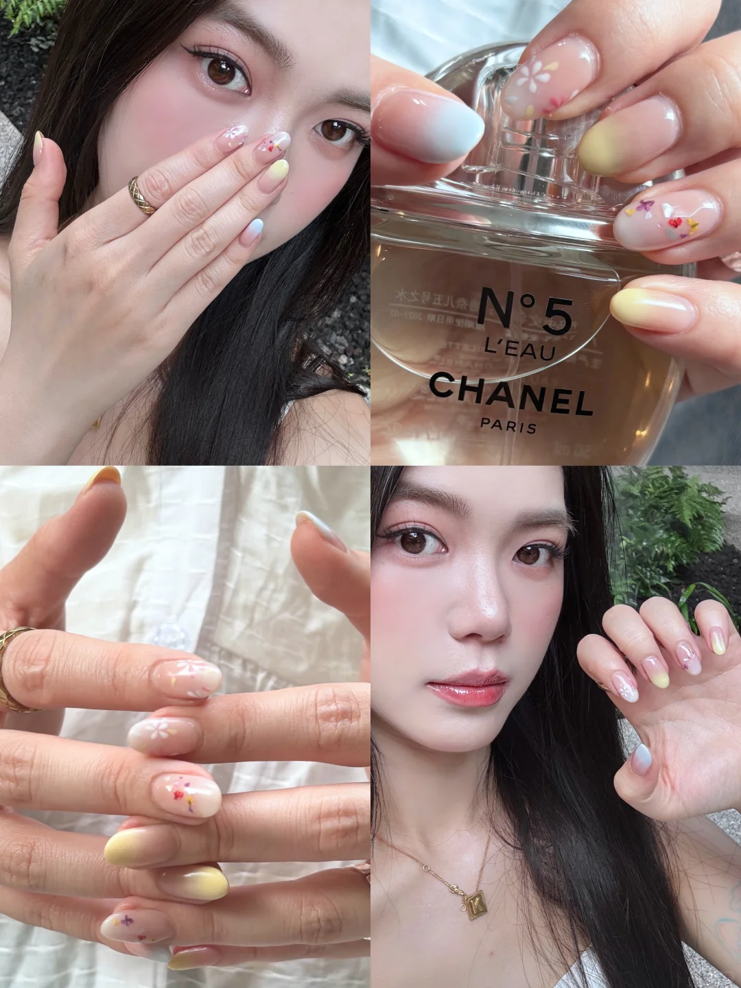 新美甲💅夏日鹅黄渐变小碎花🪄⋆💛 .*･｡