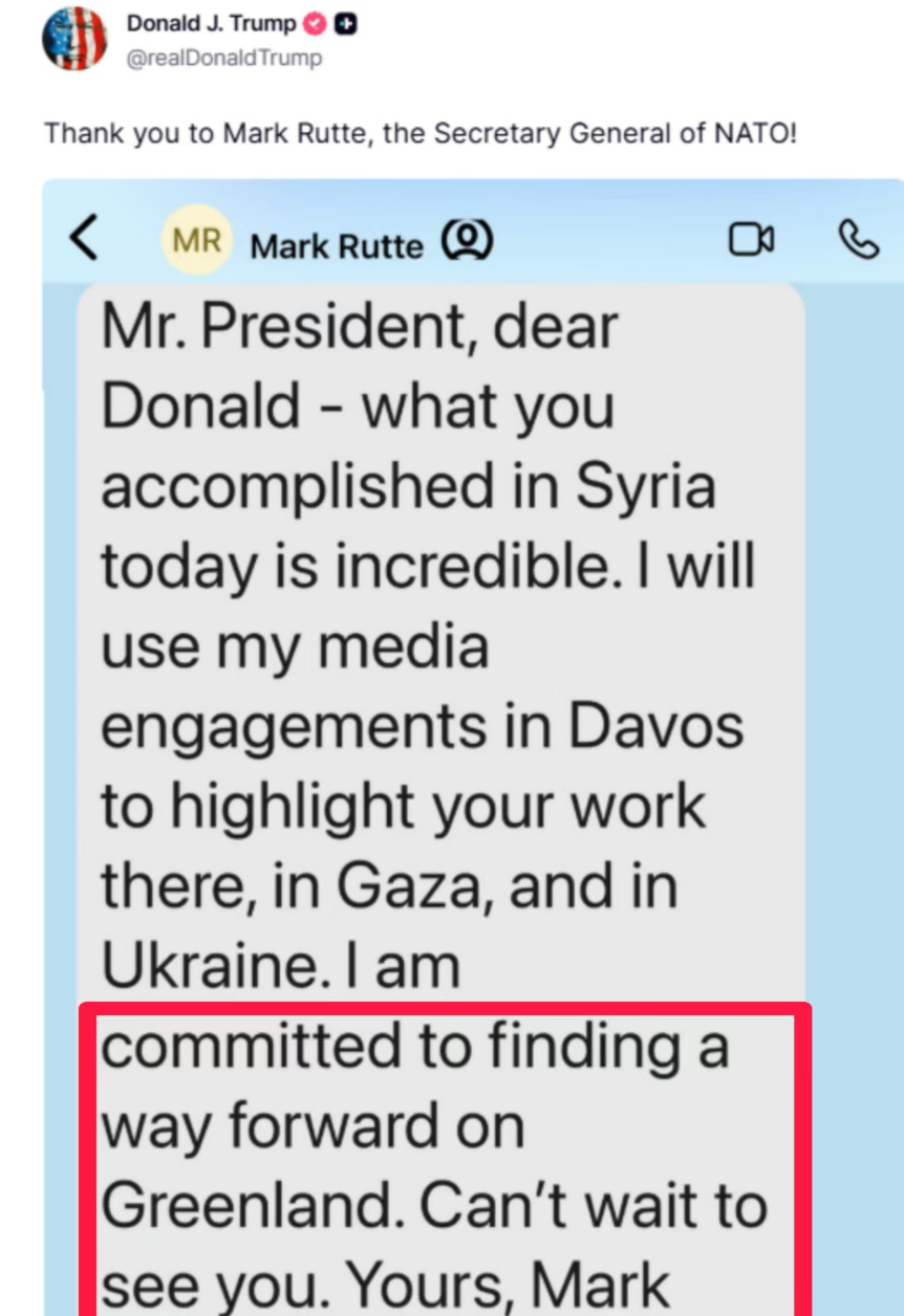 吕特私信特朗普被骂出卖欧洲：在美国意图吞并丹麦格陵兰岛上，愿意帮忙取得“进展”在