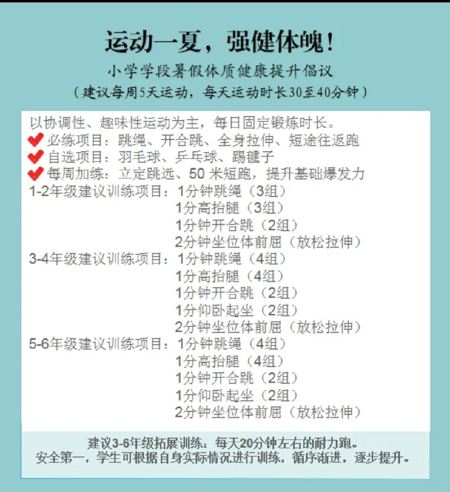 运动一夏，强健体魄！致全县中小学生及家长的倡议书

      全县广大中小学生